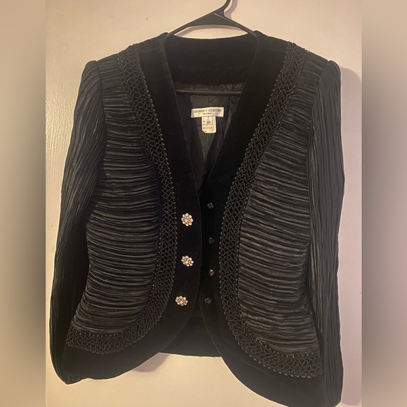 George F Couture Black Vintage Jacket Size 10 - Picture 1 of 7